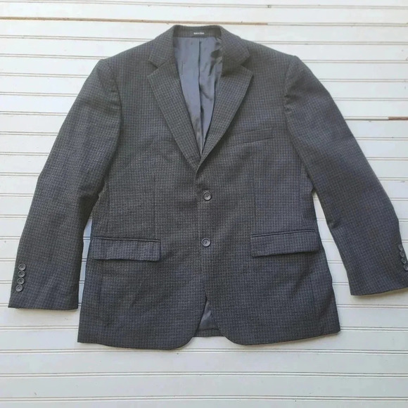 PRONTO UOMO Platinum Men Size 42S Blue Black Plaid 100% Wool Jacket Blazer Short - Picture 1 of 9